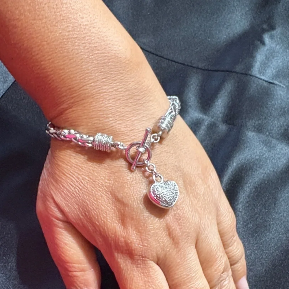 925 Sterling Silver Heart Charm Bracelet